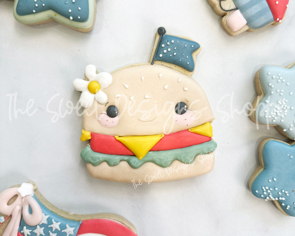 Cookie Cutters - Patriotic Burger - Cookie Cutter - The Sweet Designs Shoppe - TSDS - - 4th,4th July,4th of July,ALL,Cookie Cutter,dad,Father,father's day,Food,Food and Beverage,Food beverages,grandfather,hobbie,Hobbies,Hobbies and Camping,Patriotic,Promocode,STL,USA