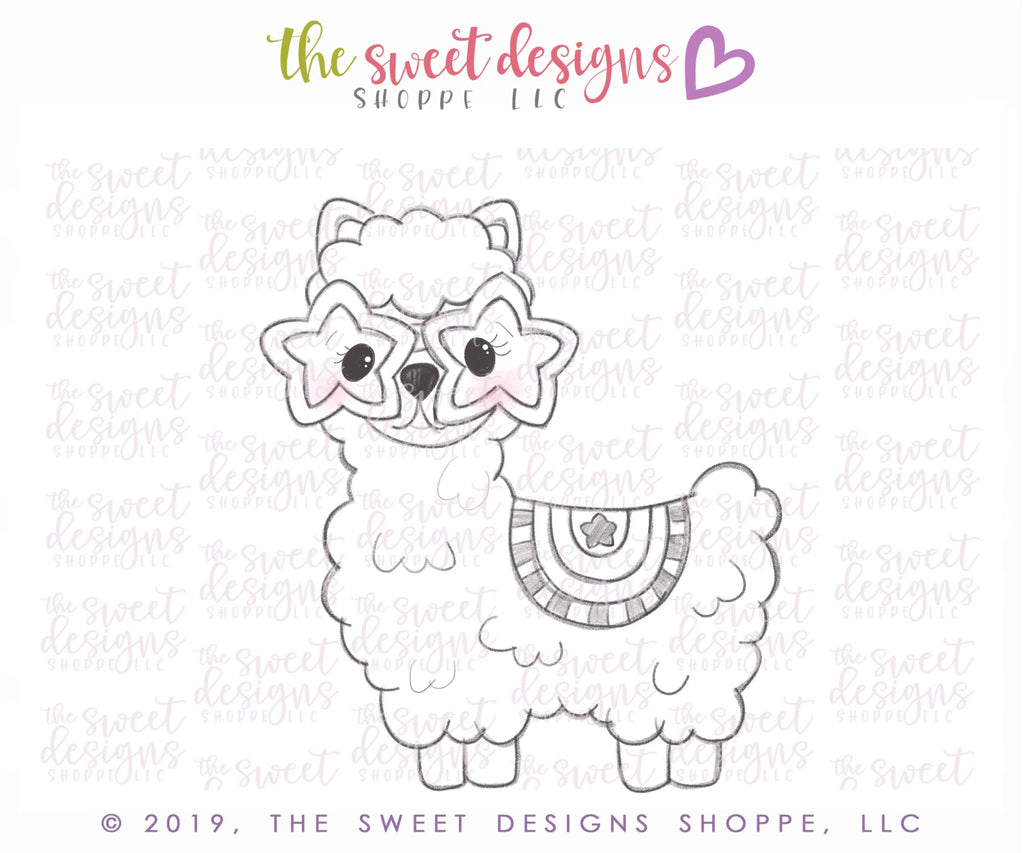 Cookie Cutters - Patriotic Llilla the Llama - Cookie Cutter - The Sweet Designs Shoppe - TSDS - - 4th,4th July,4th of July,ALL,Animal,Animals,Cookie Cutter,Fantasy,Llama,Patriotic,Promocode,STL,USA