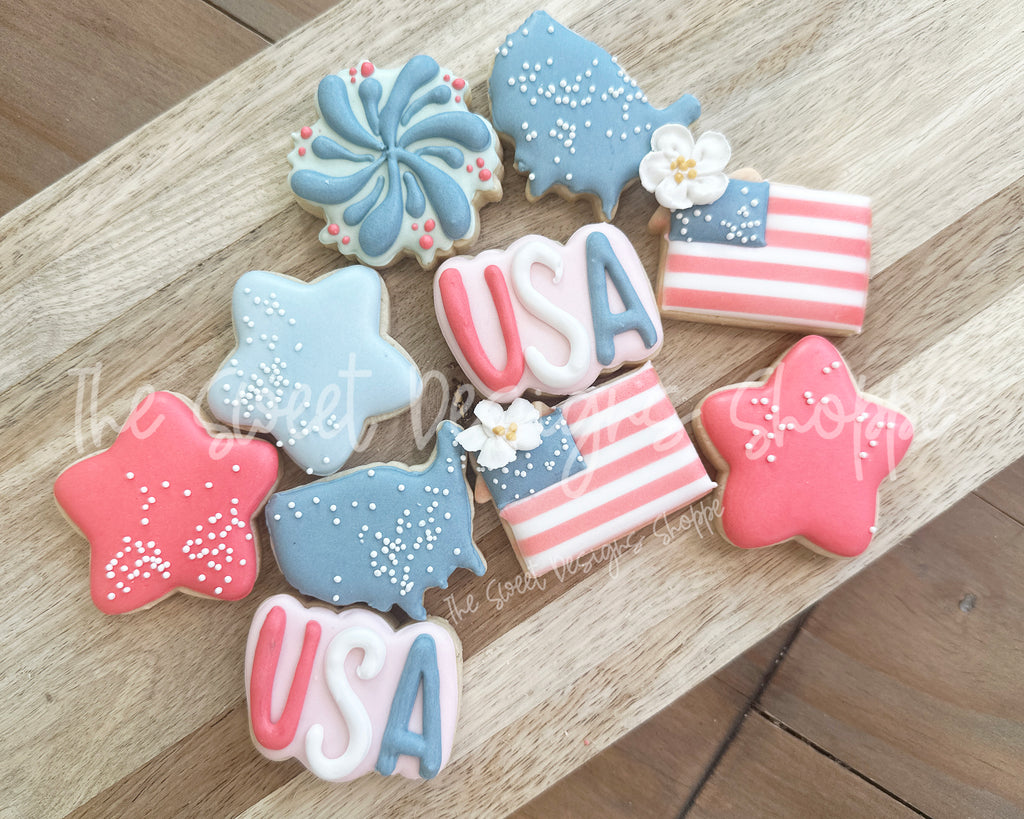 Cookie Cutters - Patriotic Mini Set - Cookie Cutters - The Sweet Designs Shoppe - TSDS - - 4th,4th July,4th of July,ALL,Cookie Cutter,Holiday,Mini Sets,New Year,Patriotic,pop,Promocode,set,Travel,USA