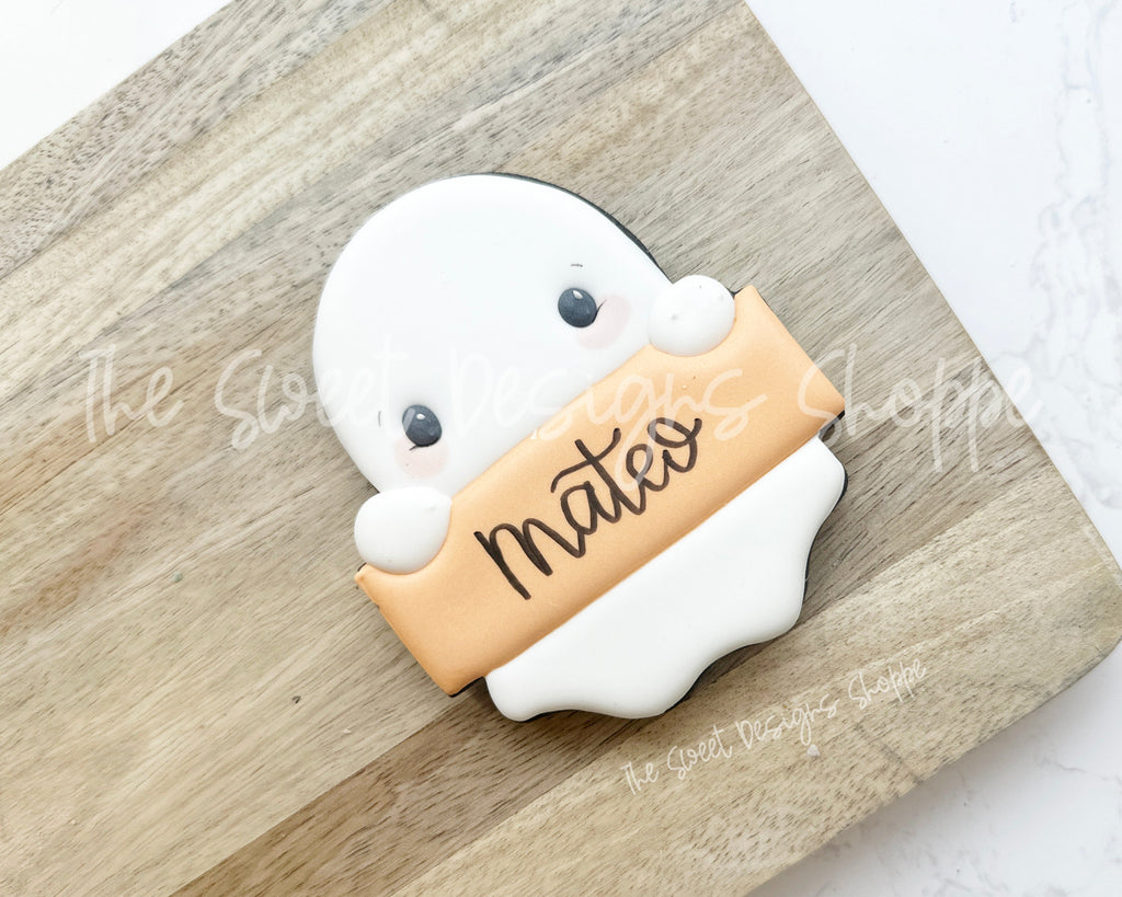 Cookie Cutters - Peeking Plaque Ghost - Cookie Cutter - The Sweet Designs Shoppe - - ALL, Cookie Cutter, halloween, new, Promocode