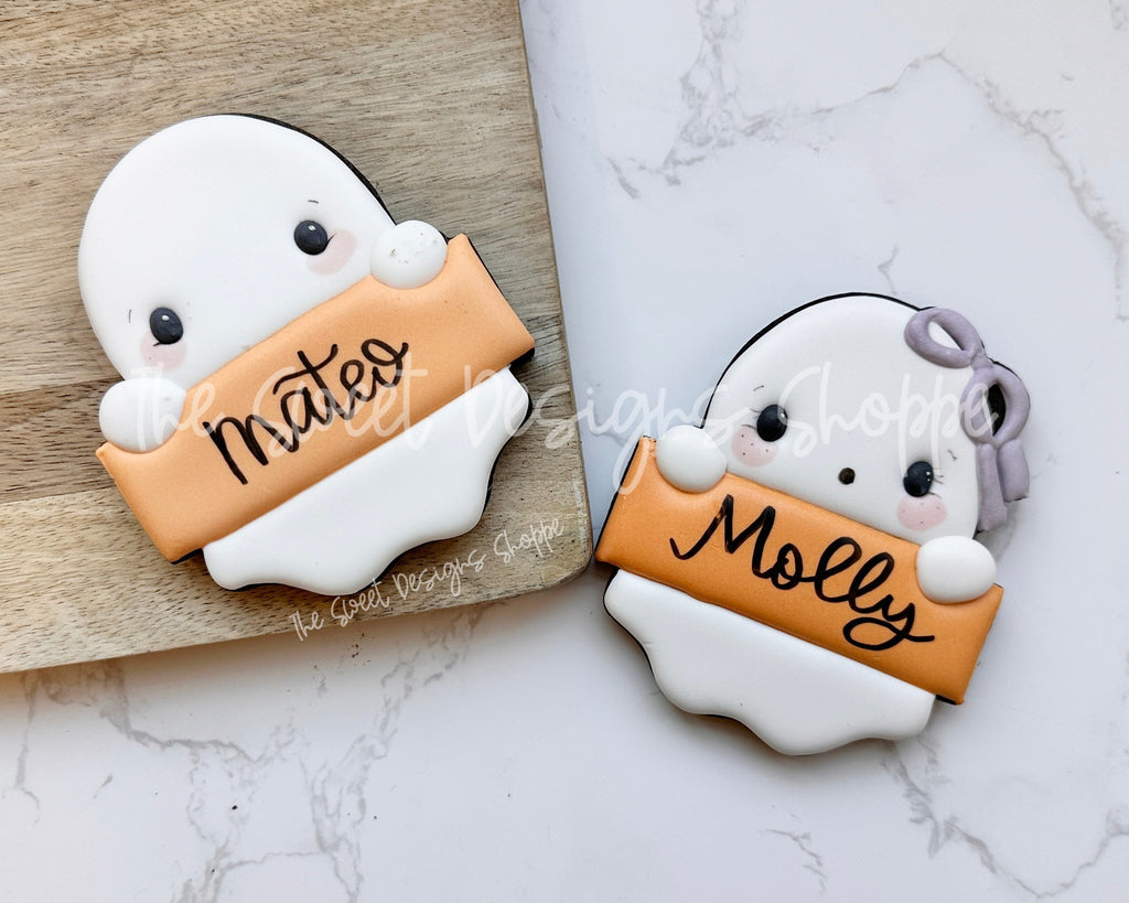 Cookie Cutters - Peeking Plaque Ghosts Pair Cookie Cutter Set - Set of 2 - Cookie Cutters - The Sweet Designs Shoppe - TSDS - - ALL,Cookie Cutter,halloween,Halloween set,Halloween Sets,Mini Sets,Plaque,Plaques,PLAQUES HANDLETTERING,Promocode,regular sets,set,STL