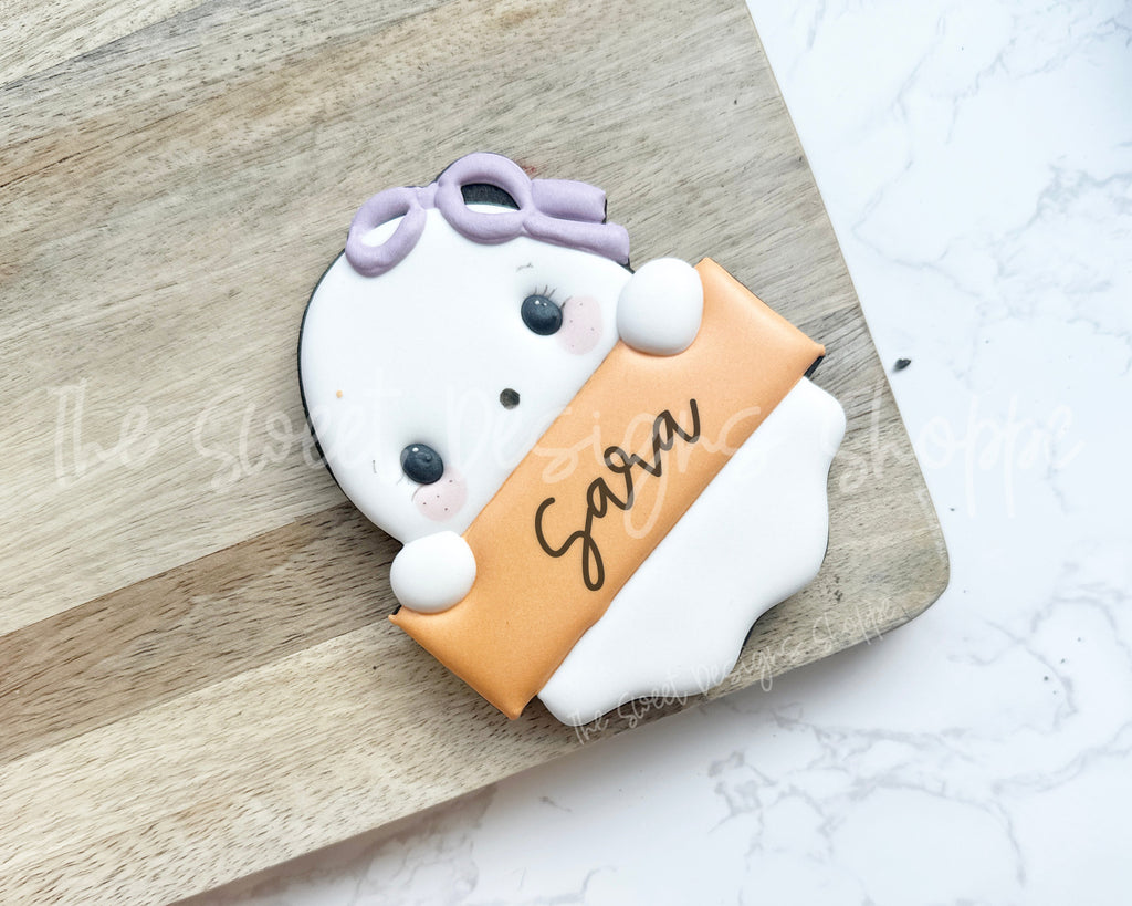 Cookie Cutters - Peeking Plaque Girly Ghost - Cookie Cutter - The Sweet Designs Shoppe - - ALL, Cookie Cutter, halloween, new, Promocode