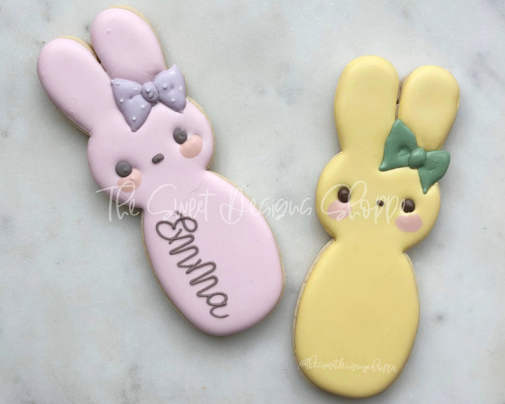 Cookie Cutters - Peeps Long and Skinny with bow- Cookie Cutter - Sweet Designs Shoppe - One Size (5-3/4" Tall x 2" Wide) - ALL, Animal, Animals, Animals and Insects, Cookie Cutter, easter, Easter / Spring, peep, peeps, Promocode