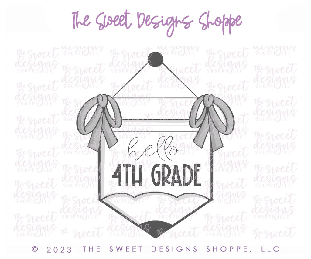 Cookie Cutters - Pencil Hanging Banner - Cookie Cutter - The Sweet Designs Shoppe - - ALL, back to school, Banner, Cookie Cutter, Customize, Plaque, Plaques, PLAQUES HANDLETTERING, Promocode, Retro, Ribbon, School, School / Graduation, Sign