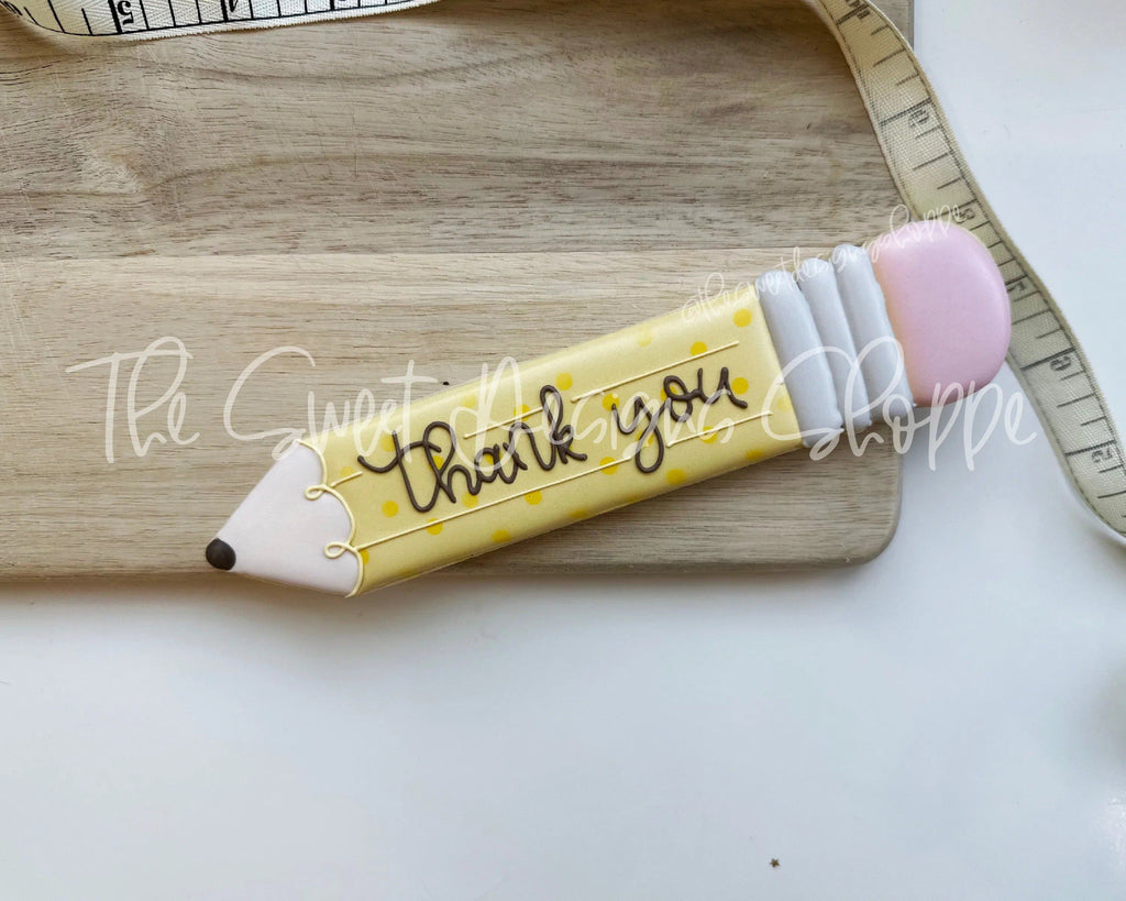 Cookie Cutters - Pencil Plaque 5.75" x 1.5" - Cookie Cutter - The Sweet Designs Shoppe - - ALL,back to school,Cookie Cutter,Plaque,Plaques,PLAQUES HANDLETTERING,Promocode,School,School / Graduation,school supplies,Teacher,Teacher Appreciation