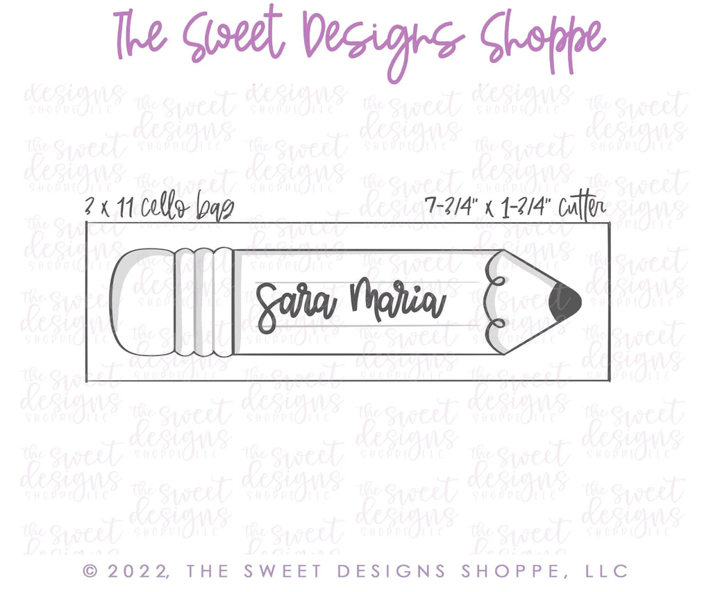 Cookie Cutters - Pencil Plaque 7.75" x 1.75" - Cookie Cutter - The Sweet Designs Shoppe - TSDS - - ALL,back to school,Cookie Cutter,Plaque,Plaques,PLAQUES HANDLETTERING,Promocode,School,School / Graduation,school supplies,Teacher,Teacher Appreciation