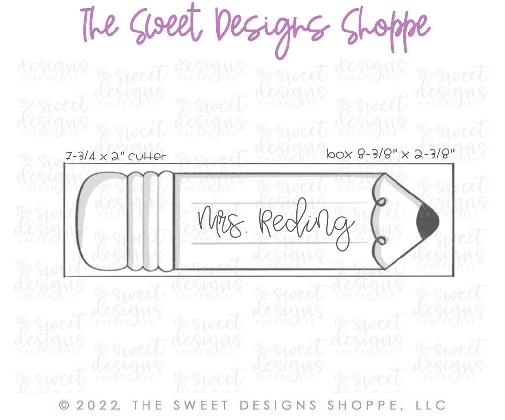 Cookie Cutters - Pencil Plaque 7.75" x 2" - Cookie Cutter - The Sweet Designs Shoppe - TSDS - - ALL,back to school,Cookie Cutter,Plaque,Plaques,PLAQUES HANDLETTERING,Promocode,School,School / Graduation,school supplies,Teacher,Teacher Appreciation
