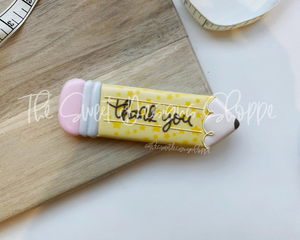Cookie Cutters - Pencil Plaque 7.75" x 2" - Cookie Cutter - The Sweet Designs Shoppe - TSDS - - ALL,back to school,Cookie Cutter,Plaque,Plaques,PLAQUES HANDLETTERING,Promocode,School,School / Graduation,school supplies,Teacher,Teacher Appreciation