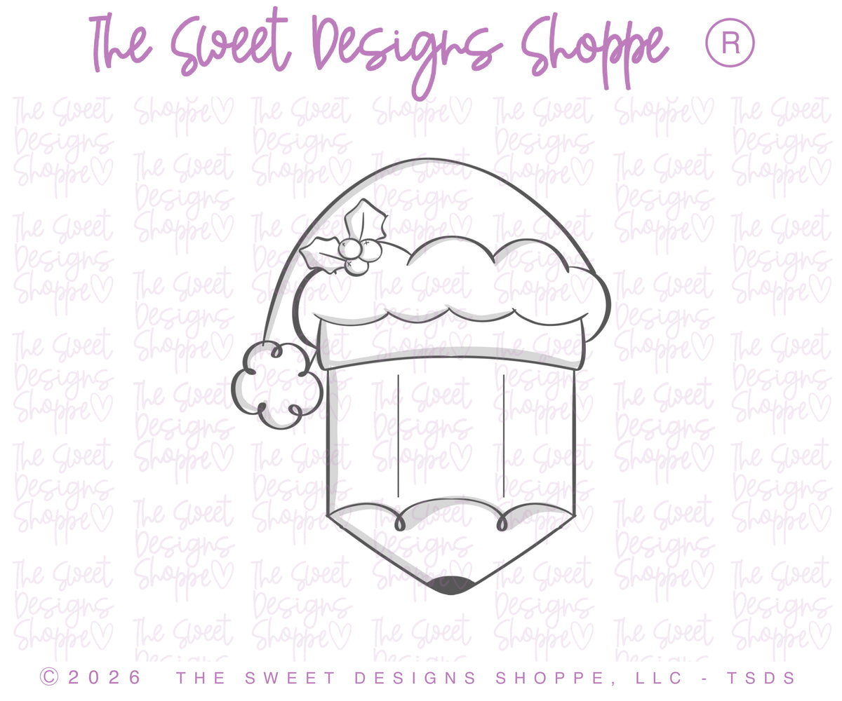 Cookie Cutters - Pencil with Santa's Hat - Cookie Cutter - The Sweet Designs Shoppe - TSDS - - ALL,Chistmas pencil,Christmas,Christmas / Winter,christmas 2026,Cookie Cutter,Merry and bright pencil,new,Pencil,Pencil with Santa's hat,Promocode,School,School / Graduation,STL,teachmas