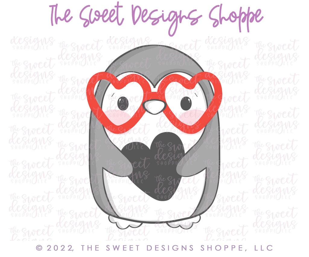 Cookie Cutters - Penguin with Heart Glasses- Cookie Cutter - Sweet Designs Shoppe - - ALL, Animal, Animals, Christmas, Christmas / Winter, Christmas Cookies, Cookie Cutter, modern, Promocode, valentine, valentines