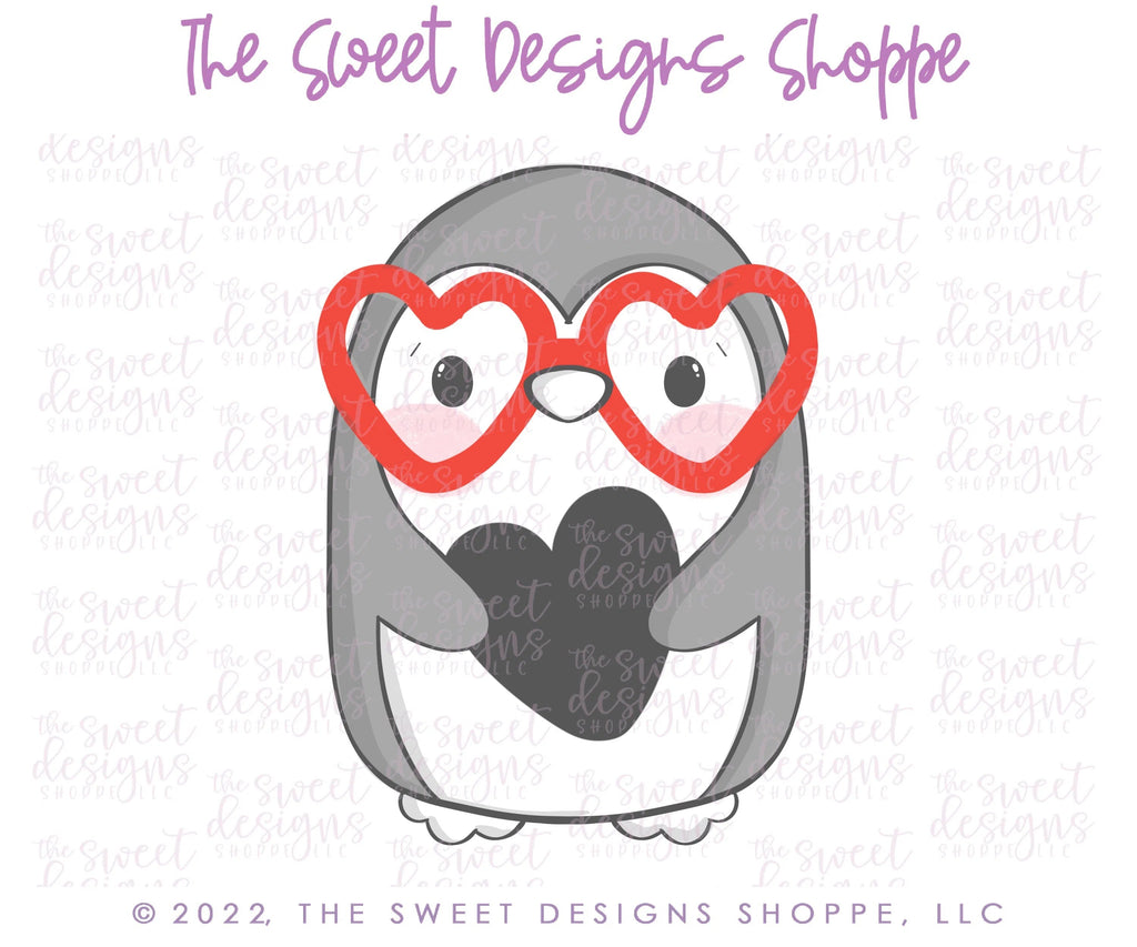 Cookie Cutters - Penguin with Heart Glasses- Cookie Cutter - Sweet Designs Shoppe - - ALL, Animal, Animals, Christmas, Christmas / Winter, Christmas Cookies, Cookie Cutter, modern, Promocode, valentine, valentines