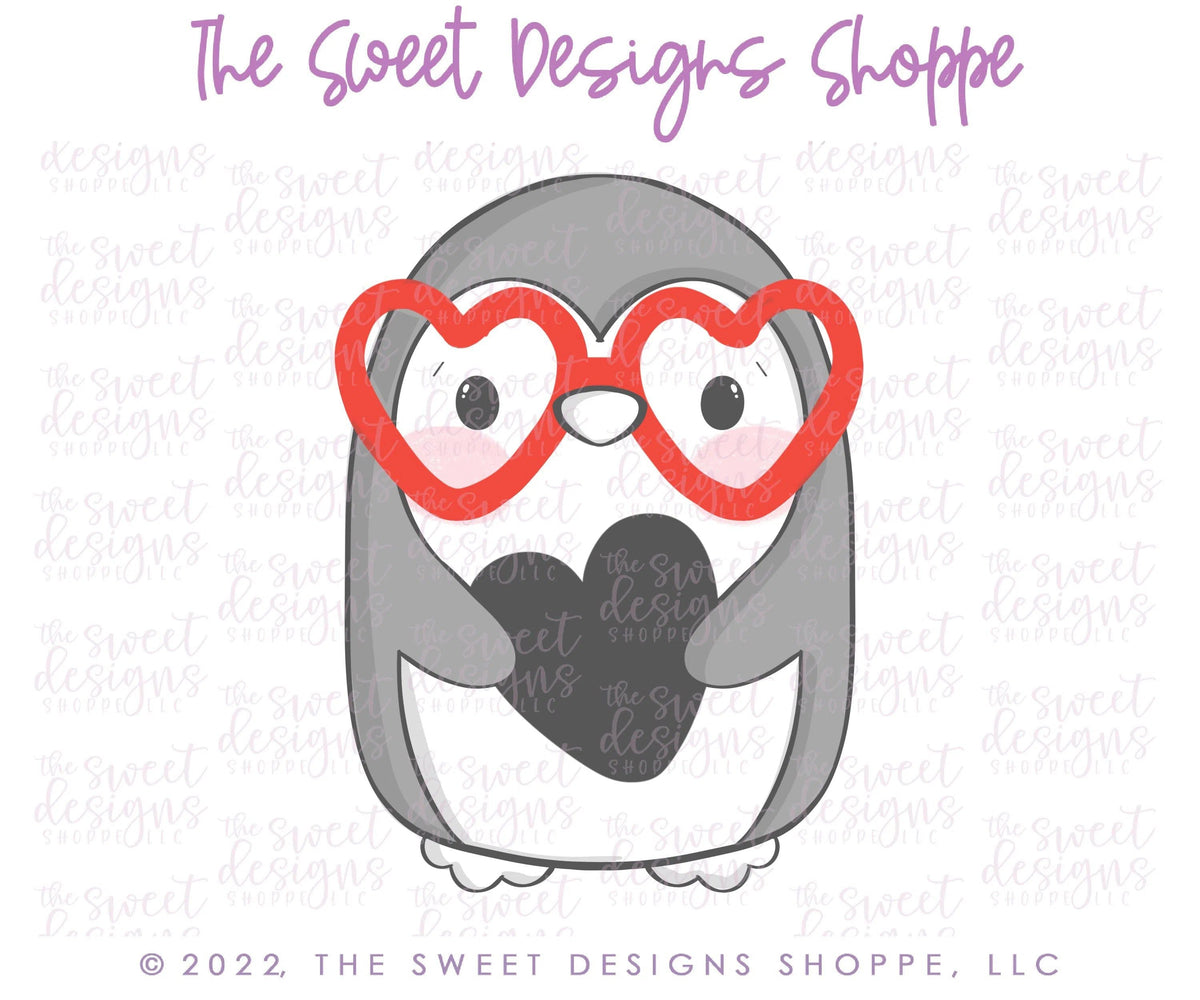 Cookie Cutters - Penguin with Heart Glasses- Cookie Cutter - The Sweet Designs Shoppe - TSDS - - ALL,Animal,Animals,Christmas,Christmas / Winter,Christmas Cookies,Cookie Cutter,modern,Promocode,STL,valentine,valentines