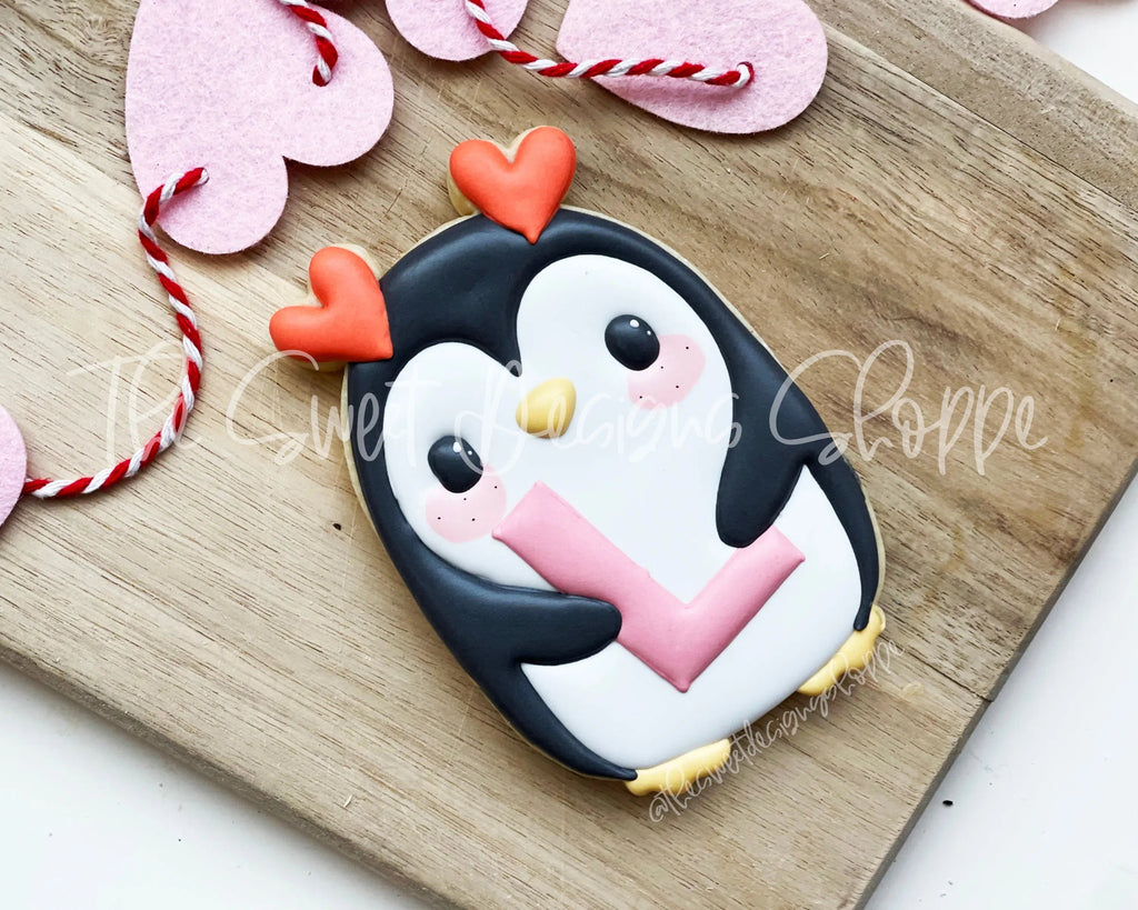 Cookie Cutters - Penguin with Heart Headband- Cookie Cutter - Sweet Designs Shoppe - - ALL, Animal, Animals, Christmas, Christmas / Winter, Christmas Cookies, Cookie Cutter, modern, Promocode, valentine, valentines