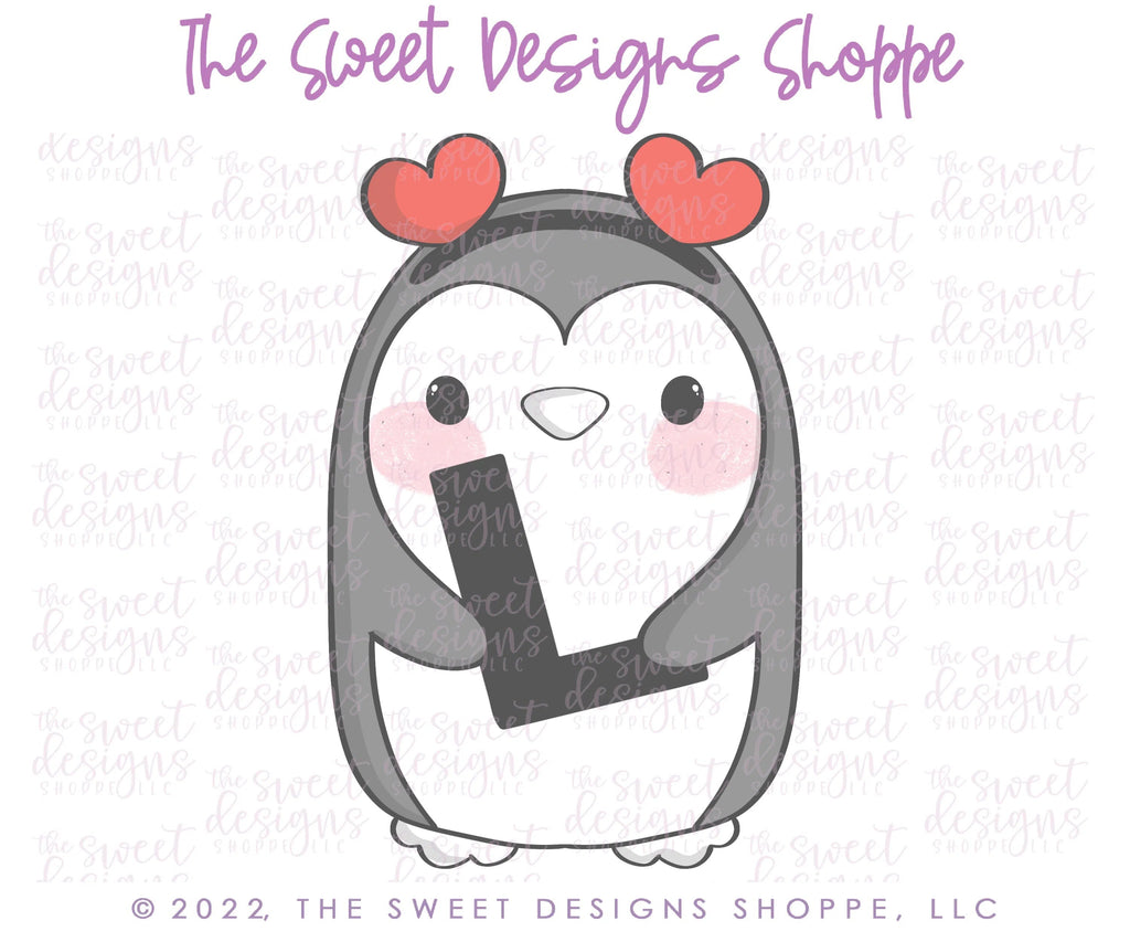 Cookie Cutters - Penguin with Heart Headband- Cookie Cutter - Sweet Designs Shoppe - - ALL, Animal, Animals, Christmas, Christmas / Winter, Christmas Cookies, Cookie Cutter, modern, Promocode, valentine, valentines