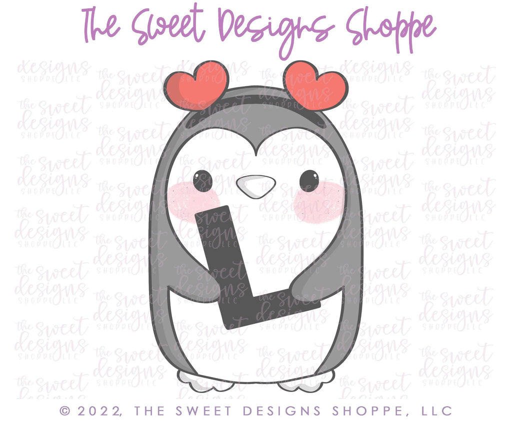 Cookie Cutters - Penguin with Heart Headband- Cookie Cutter - The Sweet Designs Shoppe - - ALL, Animal, Animals, Christmas, Christmas / Winter, Christmas Cookies, Cookie Cutter, modern, Promocode, valentine, valentines