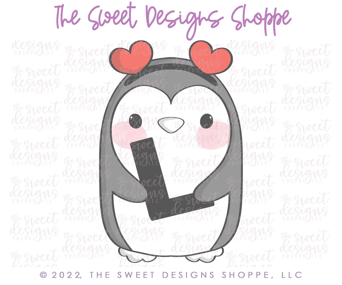 Cookie Cutters - Penguin with Heart Headband- Cookie Cutter - The Sweet Designs Shoppe - TSDS - - ALL,Animal,Animals,Christmas,Christmas / Winter,Christmas Cookies,Cookie Cutter,modern,Promocode,STL,valentine,valentines