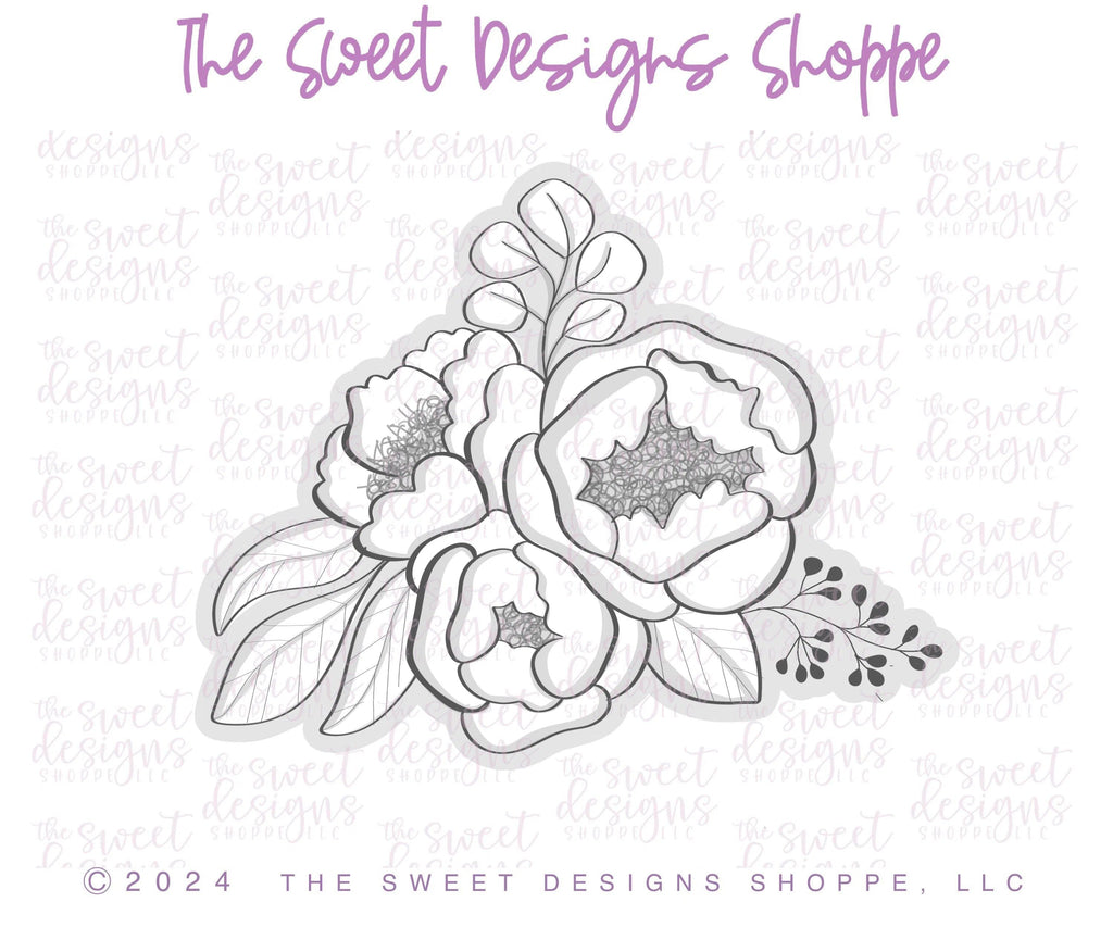 Cookie Cutters - Peony Bouquet - Cookie Cutter - The Sweet Designs Shoppe - - ALL, Bachelorette, Cookie Cutter, Flower, Flowers, Leaves and Flowers, Married, Nature, Promocode, Wedding