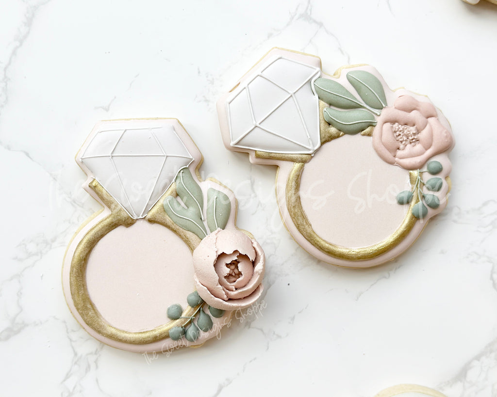 Cookie Cutters - Peony Engagement Ring - Cookie Cutter - The Sweet Designs Shoppe - - Accesories, Accessories, accessory, ALL, Bachelorette, Bride, Clothing / Accessories, Cookie Cutter, Flower, Flowers, jewellery, jewelry, Leaves and Flowers, Married, Promocode, Wedding