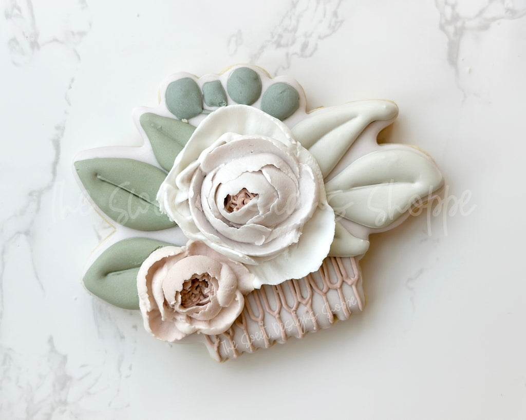 Cookie Cutters - Peony Hair Piece - Cookie Cutter - Sweet Designs Shoppe - - Accesories, Accessories, accessory, ALL, Bachelorette, Bride, Clothing / Accessories, Cookie Cutter, Flower, Flowers, jewellery, jewelry, Leaves and Flowers, Married, new, Promocode, Wedding