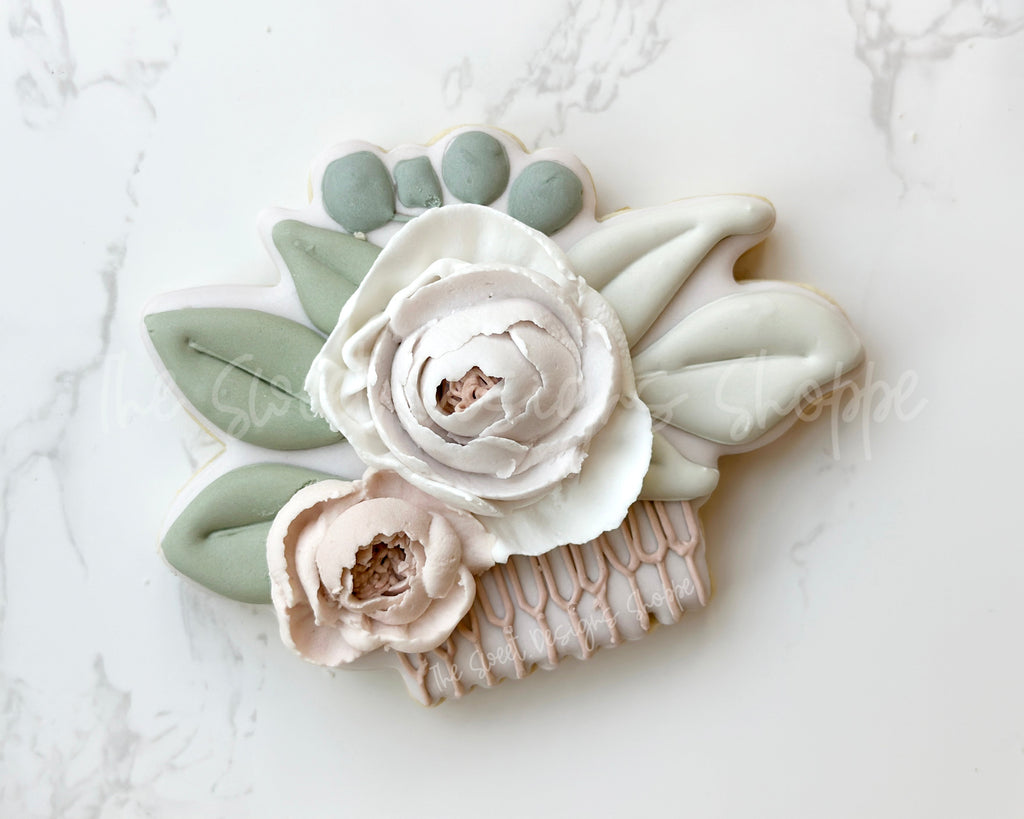 Cookie Cutters - Peony Hair Piece - Cookie Cutter - The Sweet Designs Shoppe - - Accesories, Accessories, accessory, ALL, Bachelorette, Bride, Clothing / Accessories, Cookie Cutter, Flower, Flowers, jewellery, jewelry, Leaves and Flowers, Married, Promocode, Wedding