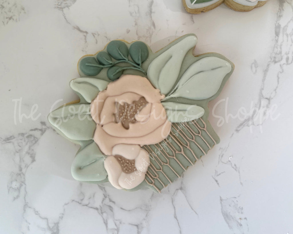 Cookie Cutters - Peony Hair Piece - Cookie Cutter - The Sweet Designs Shoppe - - Accesories, Accessories, accessory, ALL, Bachelorette, Bride, Clothing / Accessories, Cookie Cutter, Flower, Flowers, jewellery, jewelry, Leaves and Flowers, Married, Promocode, Wedding