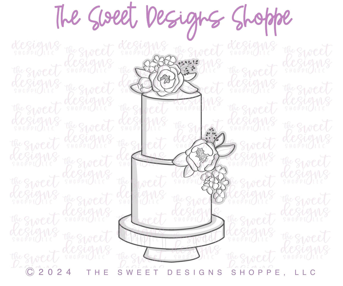 Cookie Cutters - Peony Wedding Cake - Cookie Cutter - The Sweet Designs Shoppe - TSDS - - ALL,Bachelorette,Birthday,Bridal,Bridal Shower,cake,Christmas,Christmas / Winter,Cookie Cutter,Food,Food & Beverages,Promocode,STL,Sweet,Sweets,Wedding,Wedding Favors