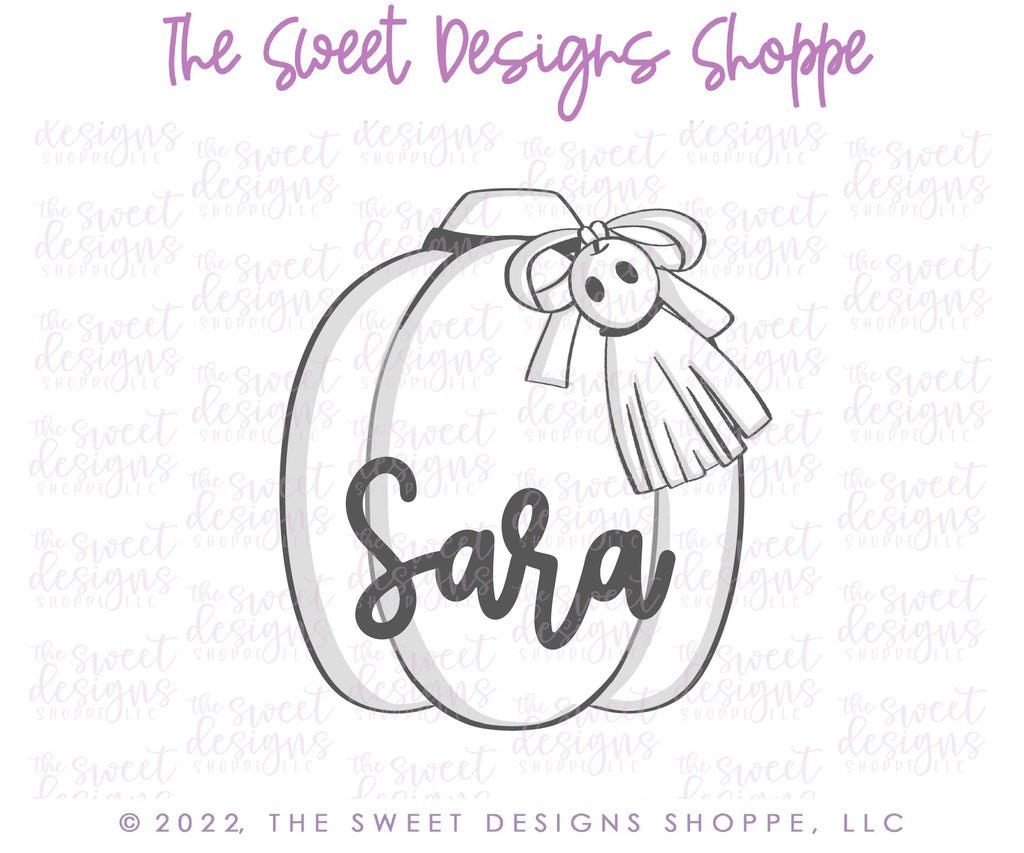 Cookie Cutters - Personalized Pumpkin With Tassel - Cookie Cutter - Sweet Designs Shoppe - - ALL, Autumn, Cookie Cutter, Fall, Fall / Halloween, Fall / Thanksgiving, Fruits and Vegetables, Halloween, Plaque, Plaques, PLAQUES HANDLETTERING, Promocode, Pumpkin, thanksgiving