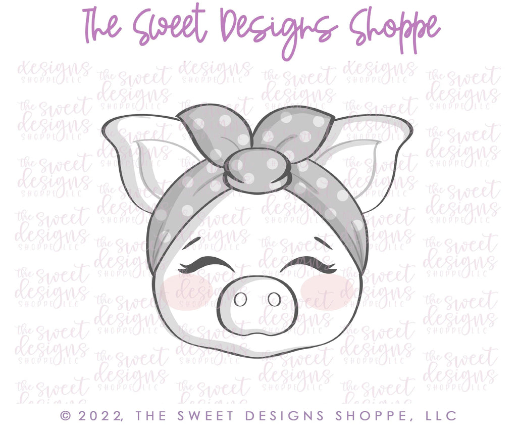 Cookie Cutters - Pig Face with Headband - Cookie Cutter - Sweet Designs Shoppe - - ALL, Animal, Cookie Cutter, Lady Milk Stache, Lady MilkStache, LadyMilkStache, Promocode