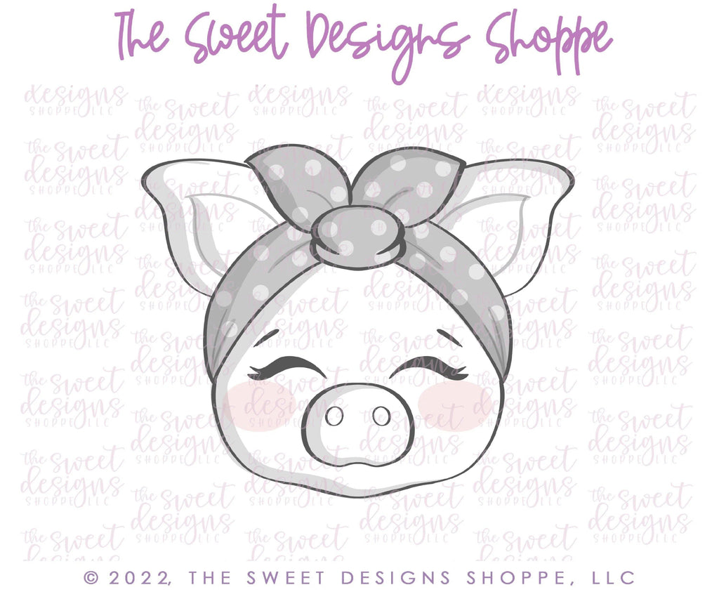 Cookie Cutters - Pig Face with Headband - Cookie Cutter - The Sweet Designs Shoppe - TSDS - - ALL,Animal,Animals,Cookie Cutter,Lady Milk Stache,Lady MilkStache,LadyMilkStache,Promocode,STL