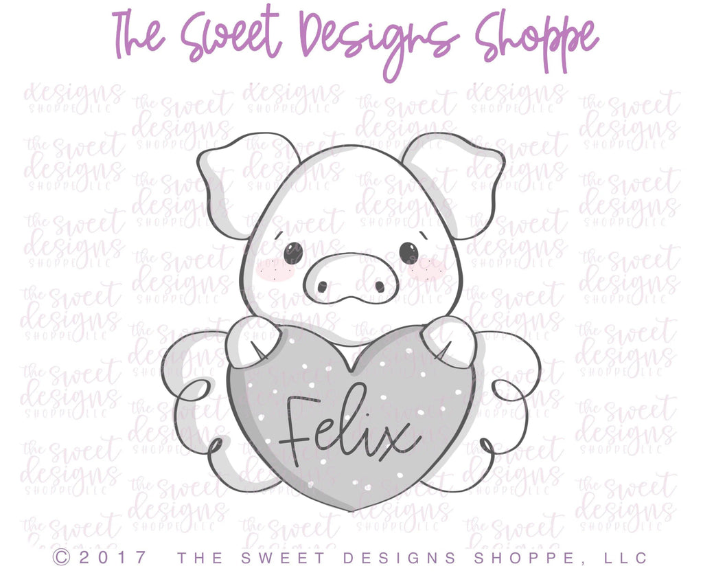 Cookie Cutters - Pig Plaque - Cookie Cutter - The Sweet Designs Shoppe - - ALL, Animal, Animals, Cookie Cutter, Farm, Pig, Promocode, Valentines