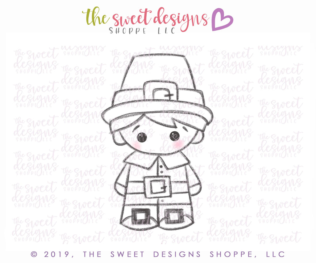 Cookie Cutters - Pilgrim Boy 2019 - Cookie Cutter - Sweet Designs Shoppe - - ALL, boy, Cookie Cutter, Fall, Fall / Halloween, Fall / Thanksgiving, Halloween, Promocode, thanksgiving