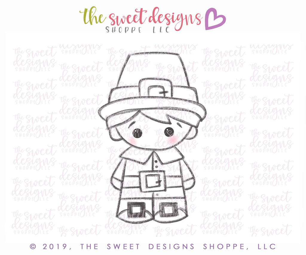 Cookie Cutters - Pilgrim Boy 2019 - Cookie Cutter - The Sweet Designs Shoppe - - ALL, boy, Cookie Cutter, Fall, Fall / Halloween, Fall / Thanksgiving, Halloween, Promocode, thanksgiving