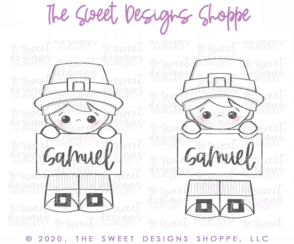 Cookie Cutters - Pilgrim Boy Set - Cookie Cutters - The Sweet Designs Shoppe - TSDS - - ALL,Cookie Cutter,Fall / Thanksgiving,Mini Set,Mini Sets,Promocode,regular sets,set,sets,thanksgiving