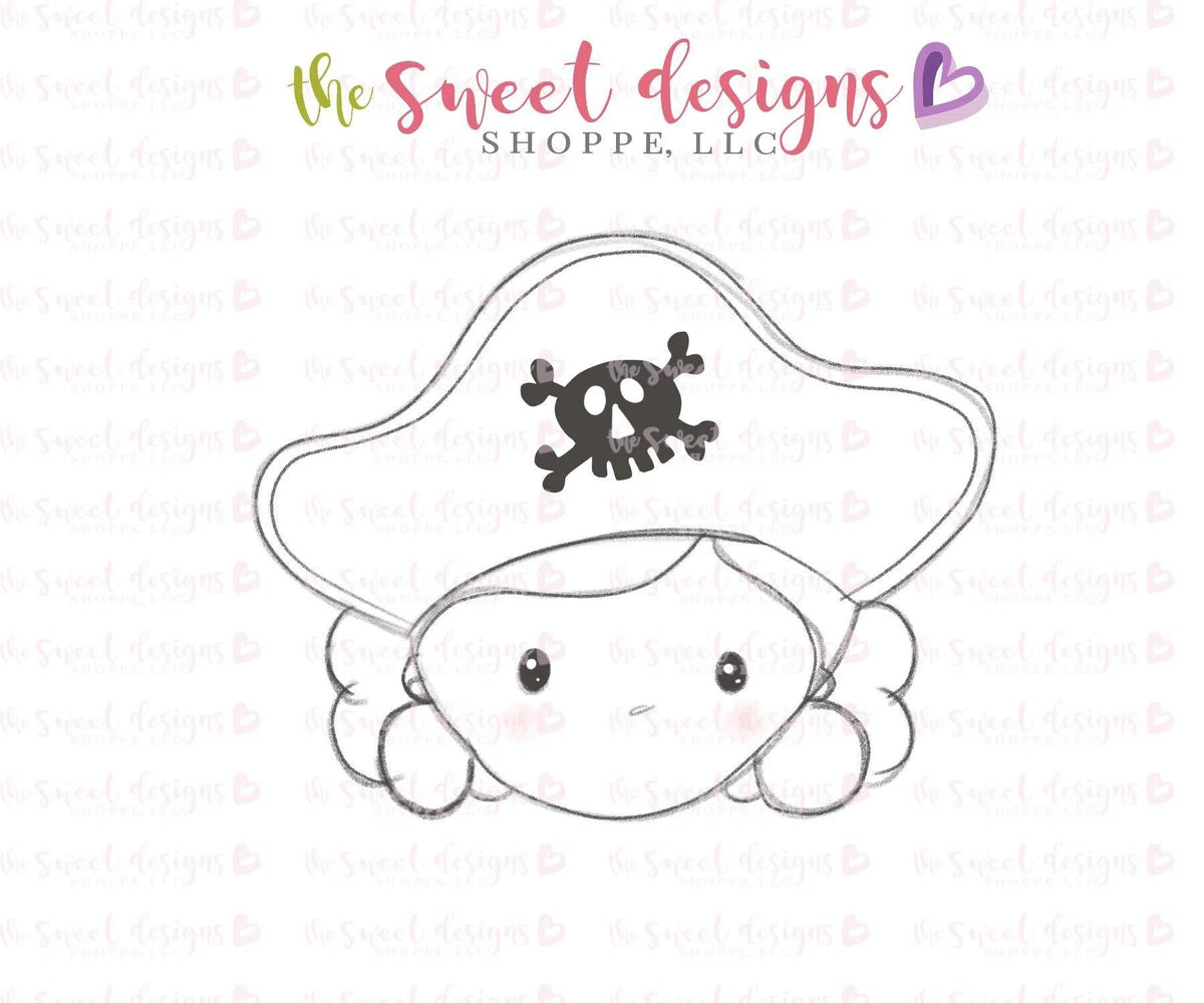 Cookie Cutters - Pirate Girl Face With Hat - Cookie Cutter - The Sweet Designs Shoppe - TSDS - - ALL,beach,Cookie Cutter,Fantasy,pool,Promocode,R,STL,summer,under the sea