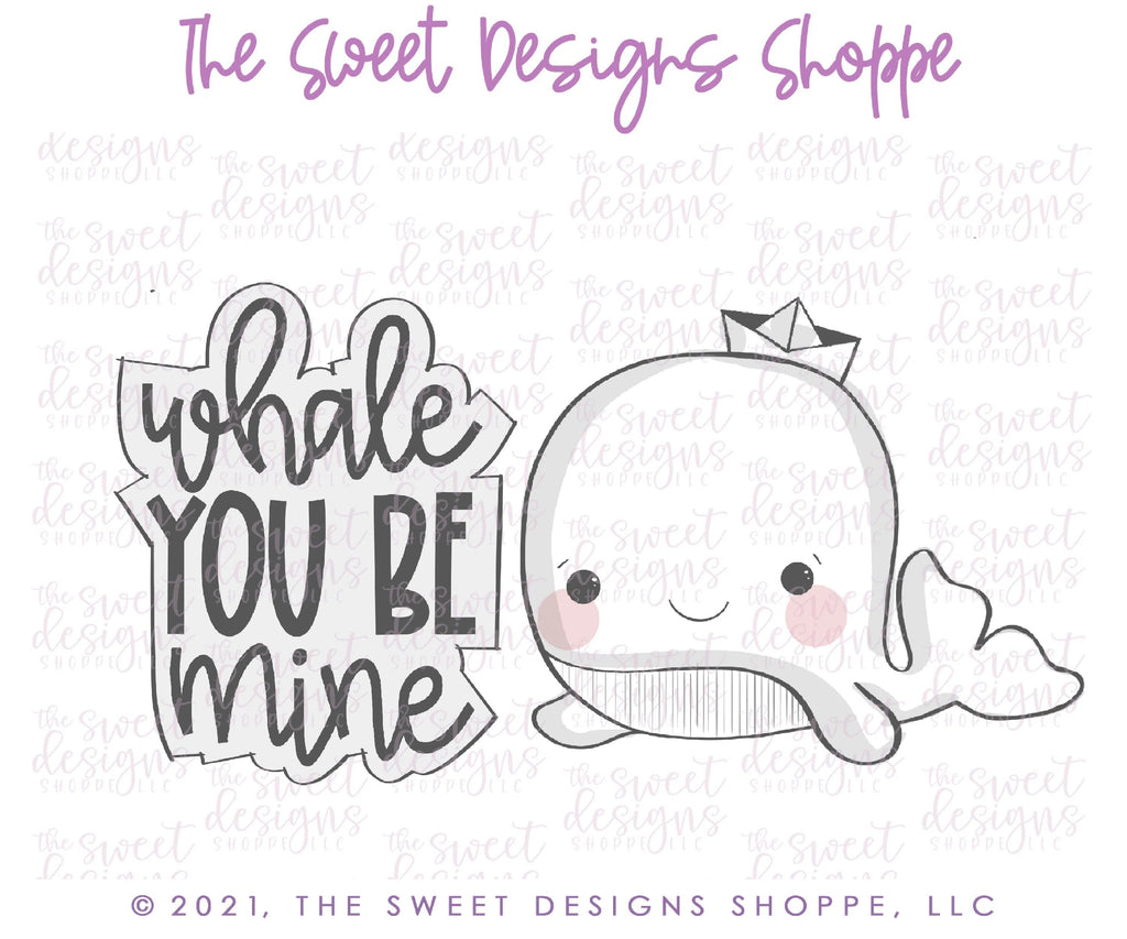 Cookie Cutters - Plaque and Whale Set - Whale you be mine - 2 Piece Set Cookie Cutters - Sweet Designs Shoppe - - ALL, Animal, Animals, Animals and Insects, Cookie Cutter, Mini Set, Mini Sets, Promocode, regular sets, set, sets, Summer, under the sea, valentine, valentines