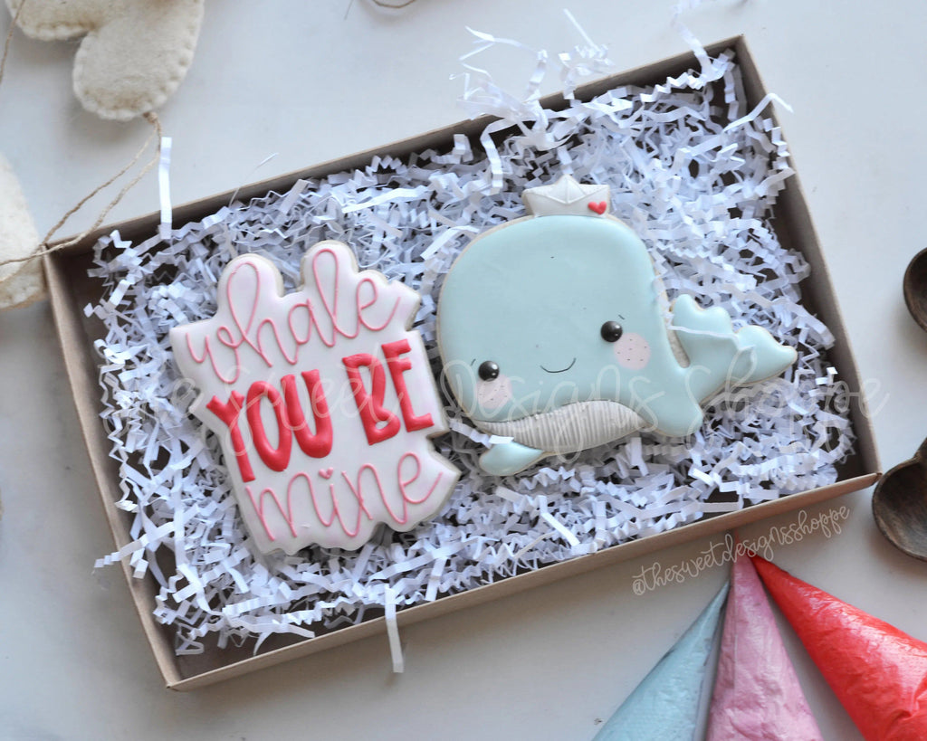 Cookie Cutters - Plaque and Whale Set - Whale you be mine - 2 Piece Set Cookie Cutters - The Sweet Designs Shoppe - - ALL, Animal, Animals, Animals and Insects, Cookie Cutter, Mini Set, Mini Sets, Promocode, regular sets, set, sets, Summer, under the sea, valentine, valentines