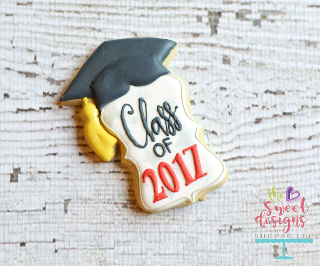 Cookie Cutters - Plaque with Graduation Cap v2- Cookie Cutter - The Sweet Designs Shoppe - - ALL, celebration, Cookie Cutter, Customize, Grad, graduation, graduations, Plaque, Promocode, School, School / Graduation