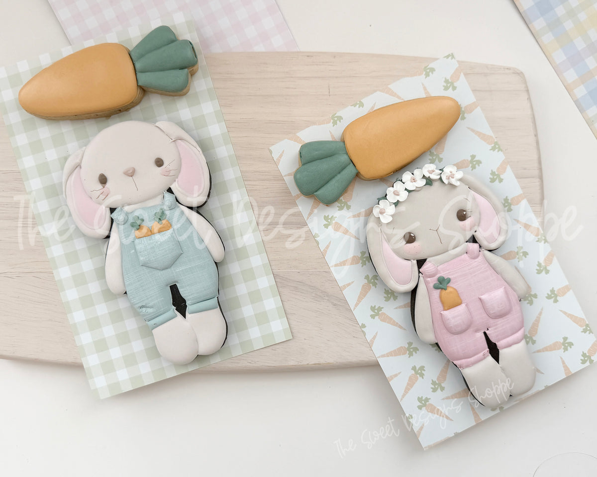 Cookie Cutters - Plush Bunnies & Carrot Set - Set of 3 - Cookie Cutters - The Sweet Designs Shoppe - TSDS - - ALL,Animal,Animals,Animals and Insects,Bunny,Cookie Cutter,Easter,Easter / Spring,Promocode,regular sets,set,STL