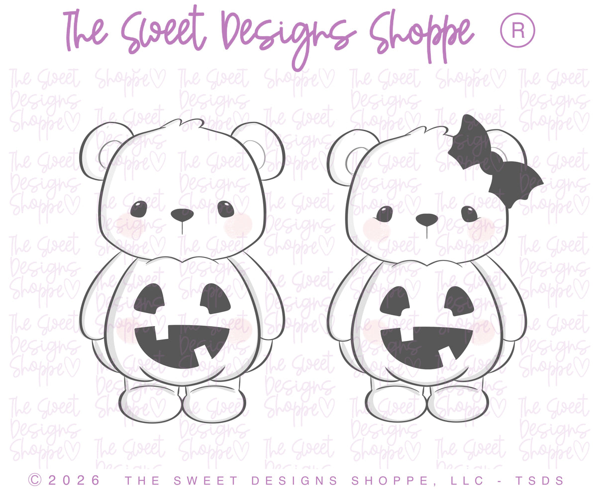 Cookie Cutters - Plush Halloween Bears Set - Set of 2 - Cookie Cutters - The Sweet Designs Shoppe - TSDS - - ALL,Animal,Animals,Animals and Insects,Bear,Cookie Cutter,halloween,Halloween set,Halloween Sets,Plaque,Plaques,PLAQUES HANDLETTERING,Promocode,regular sets,set,STL