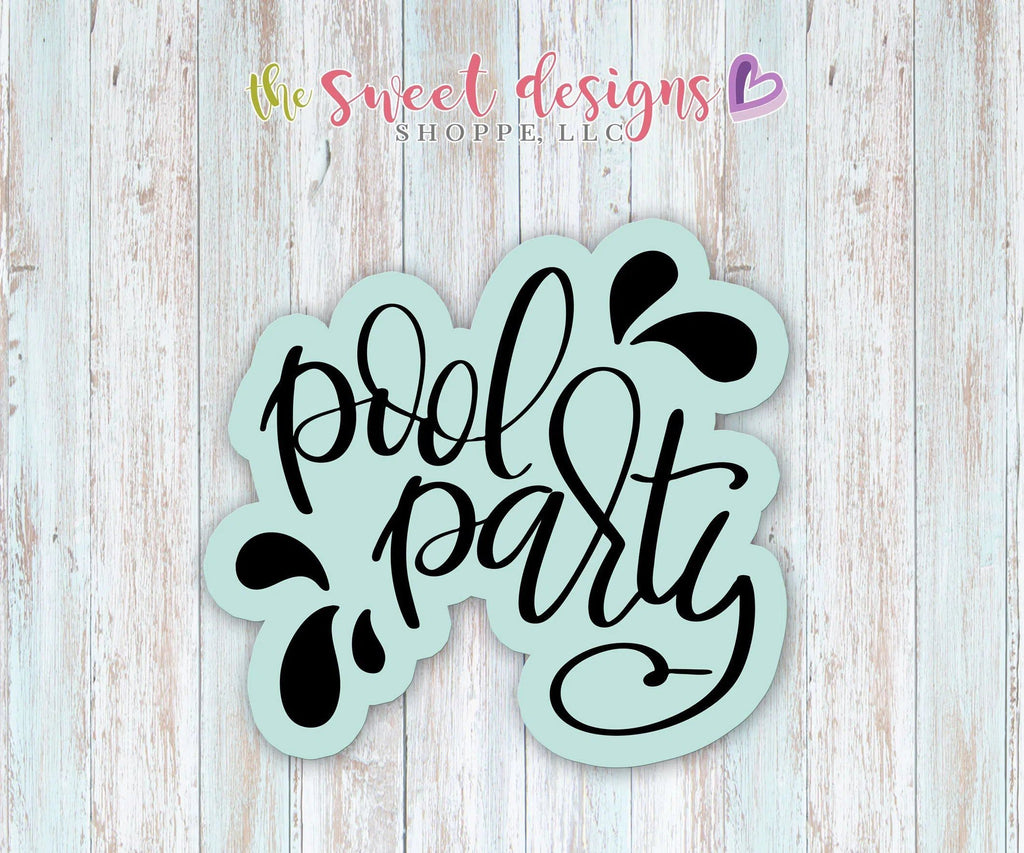 Cookie Cutters - Pool Party Plaque v2 - Cookie Cutter - The Sweet Designs Shoppe - - ALL, Cookie Cutter, Customize, Lettering, Plaque, Promocode, Summer