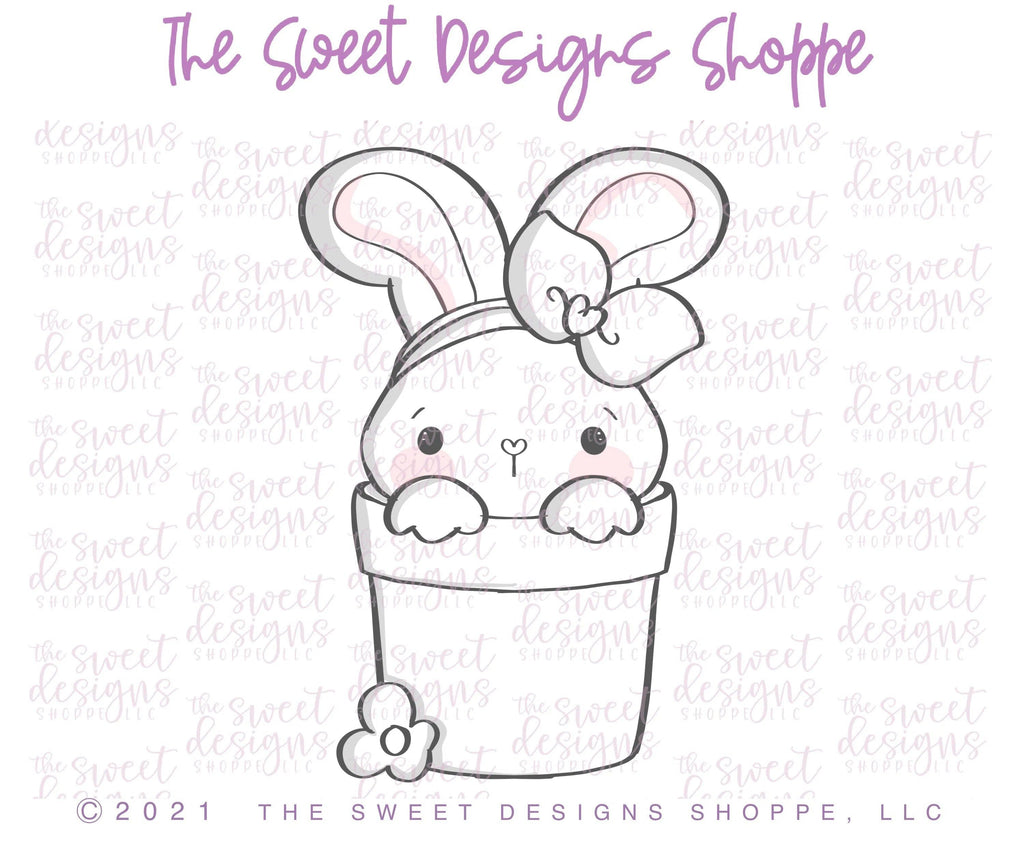 Cookie Cutters - Pot with Girly Bunny - Cookie Cutter - The Sweet Designs Shoppe - - ALL, Animal, Animals, Animals and Insects, Cookie Cutter, easter, Easter / Spring, Nature, Promocode