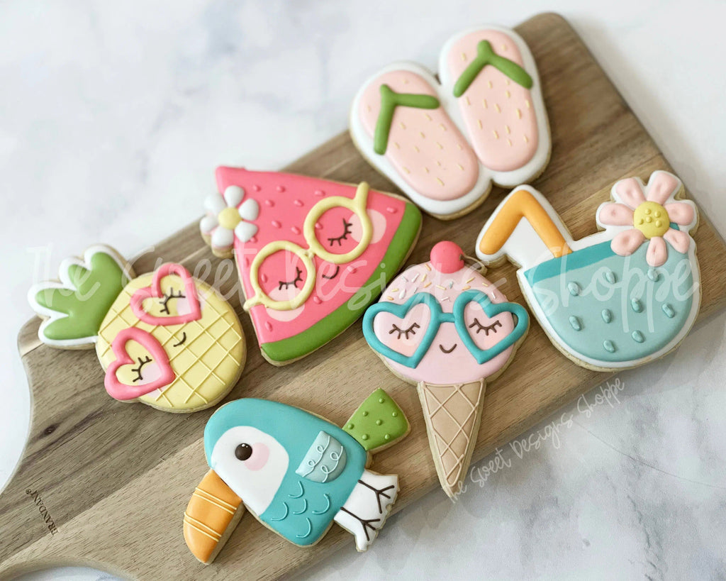 Cookie Cutters - Promo Box - Summer Theme - 6 Cookie Cutters (discounted by 50% from regular price) - Price as marked. - The Sweet Designs Shoppe - Set of 6 Regular Size Cutters - ALL, Clearance, Cookie Cutter, Mini Sets, promo box, Promocode, promotional, regular sets, set, Summer