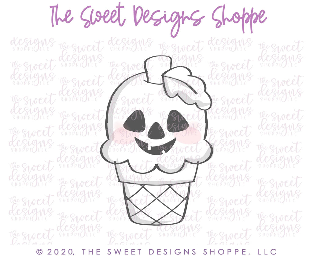 Cookie Cutters - Pumpkin Ice Cream - Cookie Cutter - Sweet Designs Shoppe - - ALL, cone, Cookie Cutter, Food, Food and Beverage, Food beverages, halloween, icecream, Promocode, Summer, Sweet, Sweets