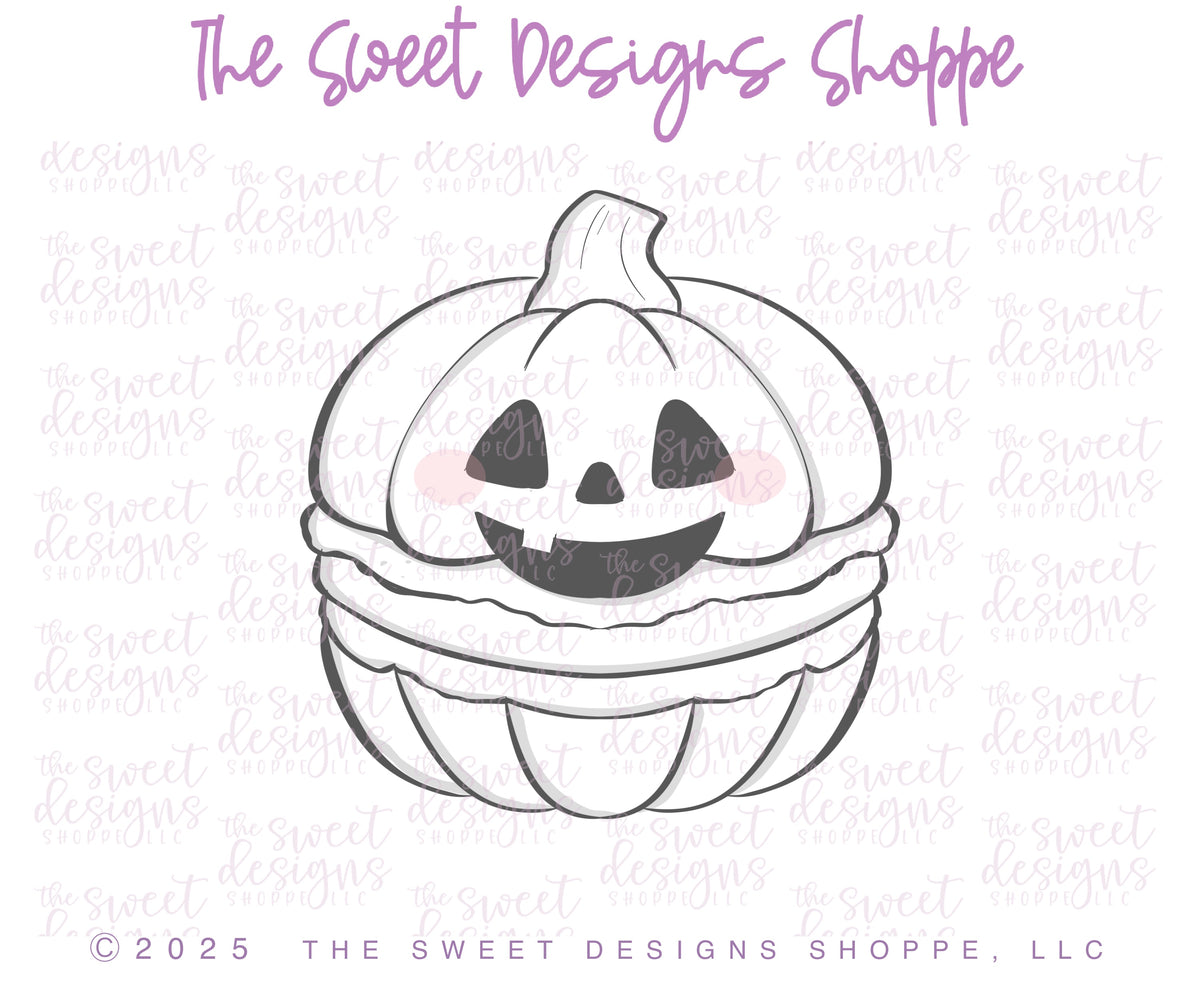 Cookie Cutters - Pumpkin Macaron - Cookie Cutter - The Sweet Designs Shoppe - TSDS - - ALL,Cookie Cutter,Fall,Fall / Thanksgiving,fall cupcake,Fall Halloween,Fall Vibes,Food,Food & Beverages,Food and Beverage,halloween,Halloween / Fall / Thanksgiving,Macaroon,macaroon004,Promocode,pumpkin macaroon,STL,treats