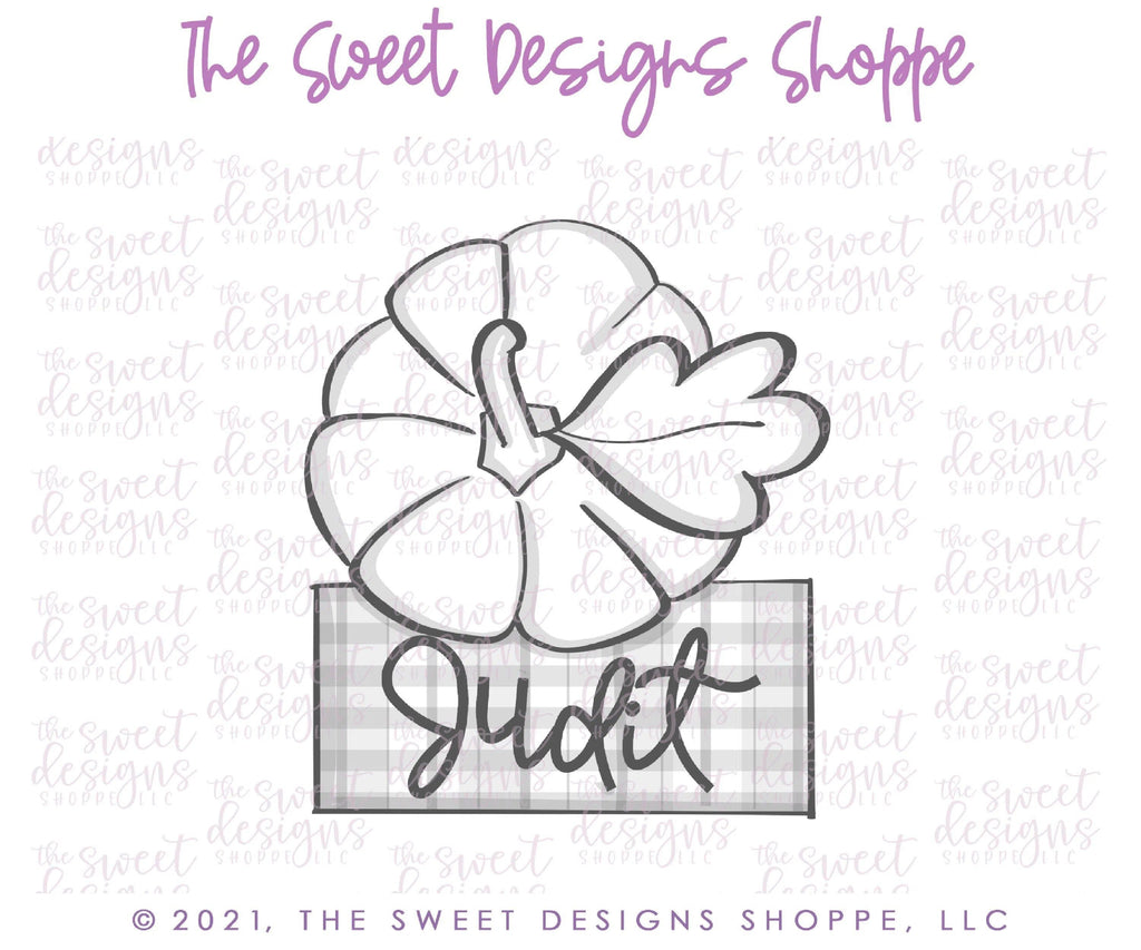 Cookie Cutters - Pumpkin Plaque Place Card - Cookie Cutter - The Sweet Designs Shoppe - TSDS - - ALL,Cookie Cutter,Fall,Fall / Thanksgiving,fruits,Fruits and Vegetables,Plaque,Plaques,PLAQUES HANDLETTERING,Promocode