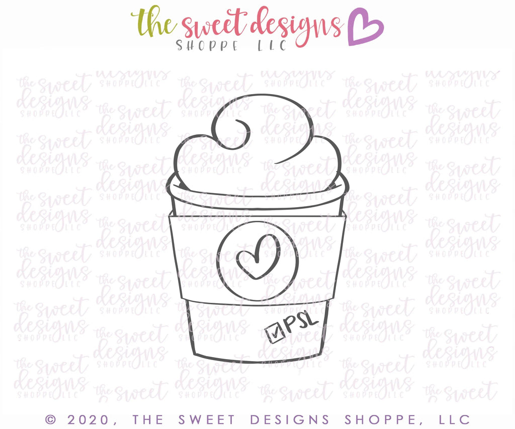 Cookie Cutters - Pumpkin Spice Latte - Cookie Cutter - The Sweet Designs Shoppe - TSDS - - ALL,Coffee,coffee paper cup,Cookie Cutter,fall,Fall / Thanksgiving,Food,Food and Beverage,Food beverages,halloween,Nurse,Nurse Appreciation,Promocode,Teacher,Teacher Appreciation