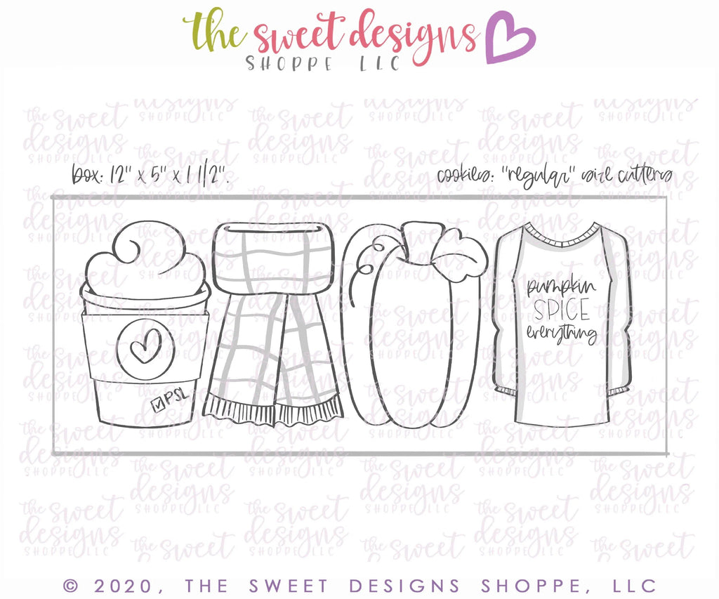 Cookie Cutters - Pumpkin Spice Set - Cookie Cutters - The Sweet Designs Shoppe - TSDS - - ALL,Cookie Cutter,fall,Fall / Thanksgiving,Mini Sets,Promocode,regular sets,set,STL