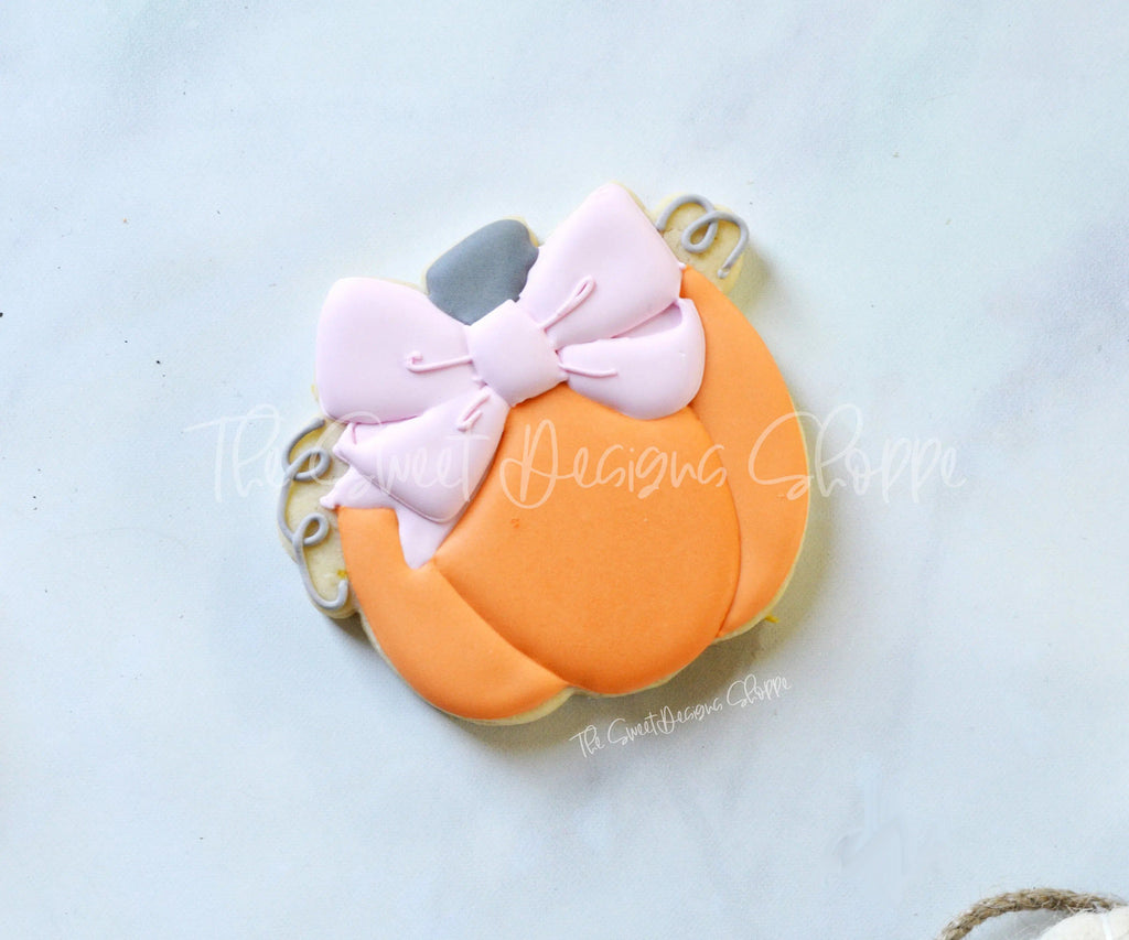 Cookie Cutters - Pumpkin With Bow 2019 - Cookie Cutter - The Sweet Designs Shoppe - TSDS - - ALL,Cookie Cutter,Customize,Fall,Fall / Thanksgiving,Fall Halloween,Food,Fruits and Vegetables,Halloween,nature,Promocode,Pumpkin,Vegetable