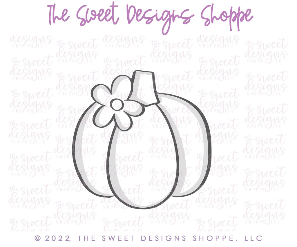 Cookie Cutters - Pumpkin with Daisy - Cookie Cutter - The Sweet Designs Shoppe - - ALL, Autumn, Cookie Cutter, Fall, Fall / Halloween, Fall / Thanksgiving, Fruits and Vegetables, Halloween, Promocode, Pumpkin, thanksgiving