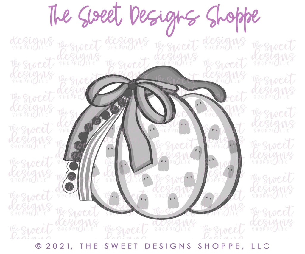 Cookie Cutters - Pumpkin with Pom Pom Ribbon - Cookie Cutter - The Sweet Designs Shoppe - TSDS - - ALL,Autumn,Cookie Cutter,Fall,Fall / Halloween,Fall / Thanksgiving,Food,Food & Beverages,Fruits and Vegetables,Halloween,Promocode,Pumpkin,STL,thanksgiving